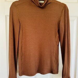 Madewell Ribbed Knit Turtleneck in Brown XXS